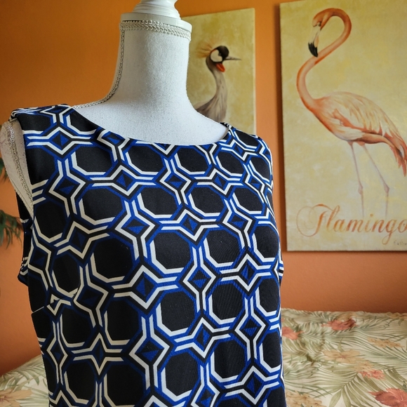 Liz Claiborne Geometric Print Sheath Dress Blue 10 - Picture 3 of 15